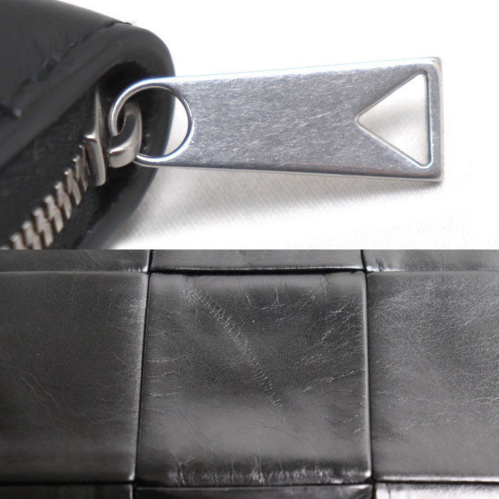 BOTTEGAVENETA ボッテガヴェネタ マキシイントレチャート ジップアラウンド カセット 長財布 ラウンドファスナー ブラック 690945 ユニセックス【中古】