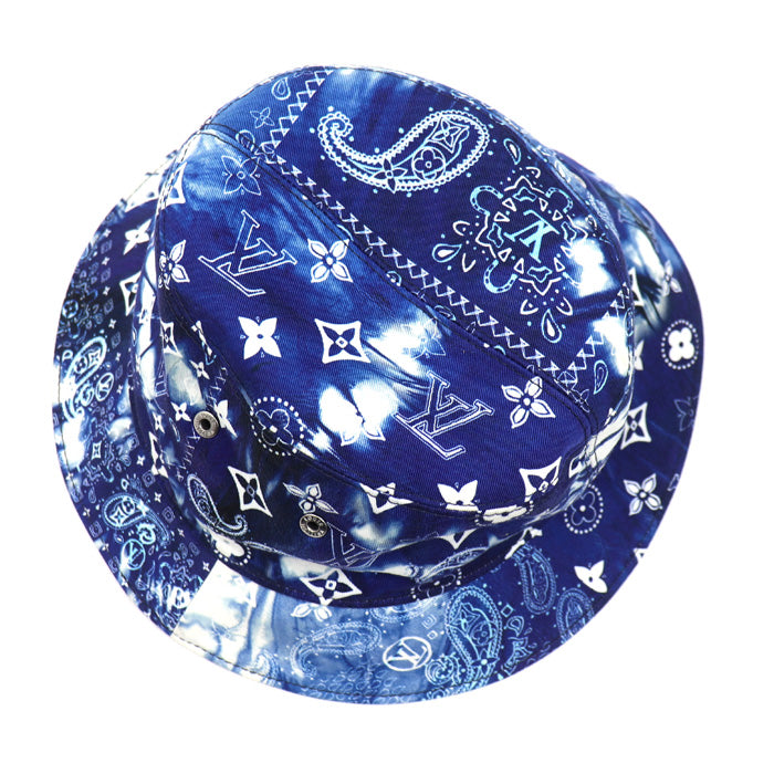 LOUIS VUITTON ルイ・ヴィトン ボネ･モノグラム バンダナ リバーシブル ハット ブルー MP3344 NX1252 ユニセックス【中古】【美品】