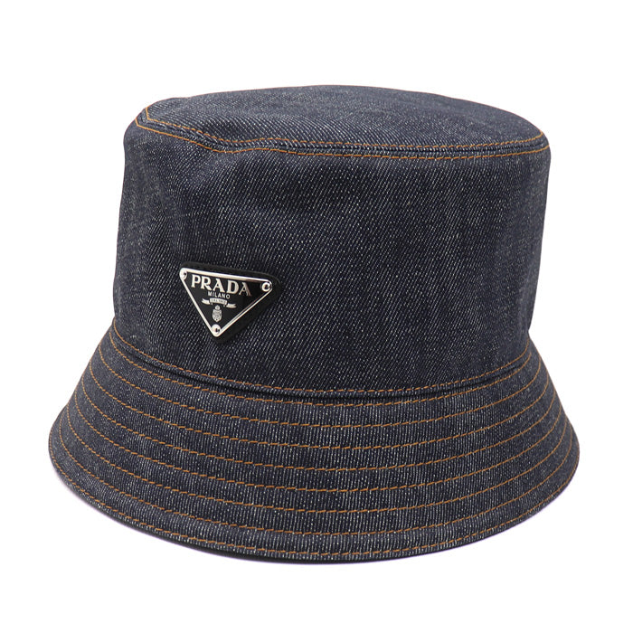 PRADA プラダ バケットハット デニム ハット ネイビー 2HC137 15C7 F0008 L ユニセックス【中古】【美品】
