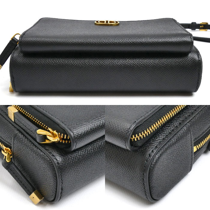 Dior ディオール カロ ダブルポーチ ショルダーバッグ ブラック S7431UBAE レディース【中古】【美品】