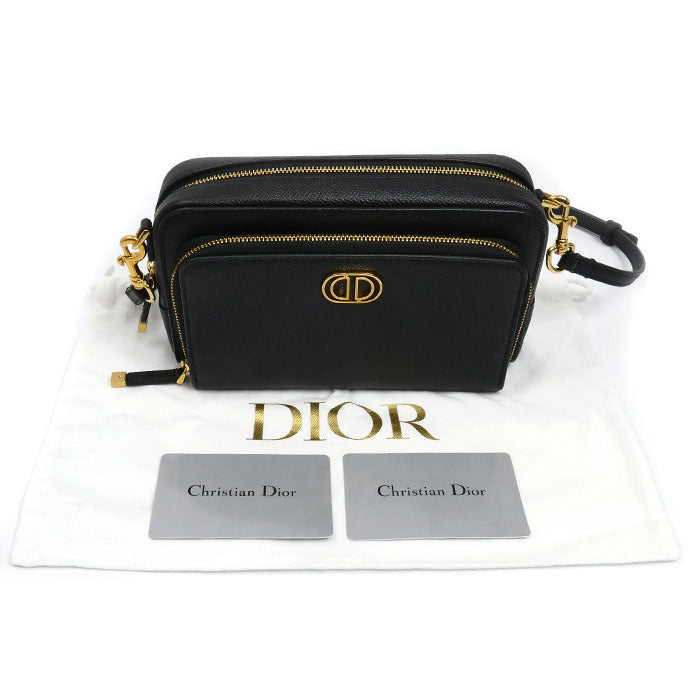 Dior ディオール カロ ダブルポーチ ショルダーバッグ ブラック S7431UBAE レディース【中古】【美品】