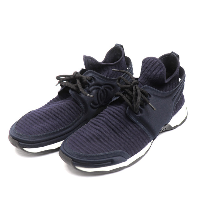 CHANEL シャネル ファブリック ソックスニーカー ココマーク スニーカー ネイビー G33729 
39 レディース【中古】