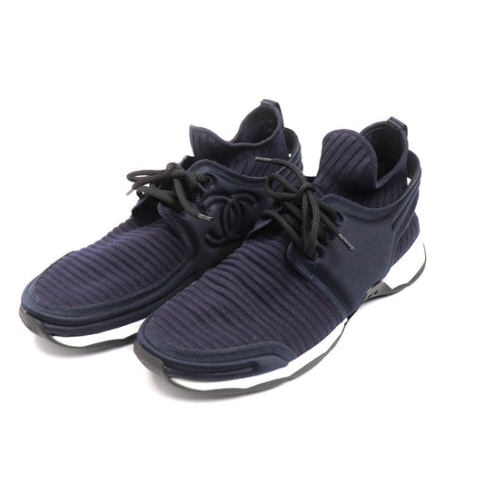 CHANEL シャネル ファブリック ソックスニーカー ココマーク スニーカー ネイビー G33729 
39 レディース【中古】