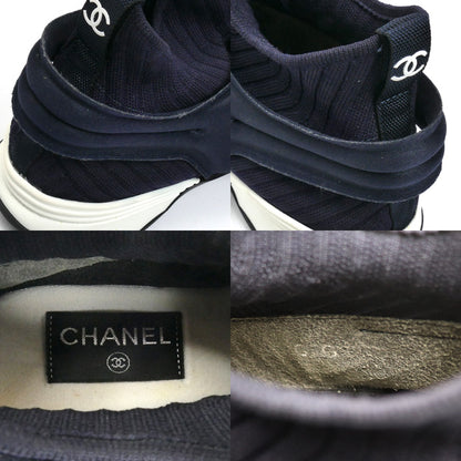 CHANEL シャネル ファブリック ソックスニーカー ココマーク スニーカー ネイビー G33729 
39 レディース【中古】