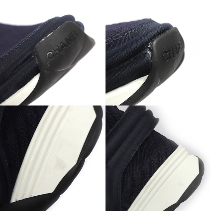CHANEL シャネル ファブリック ソックスニーカー ココマーク スニーカー ネイビー G33729 
39 レディース【中古】