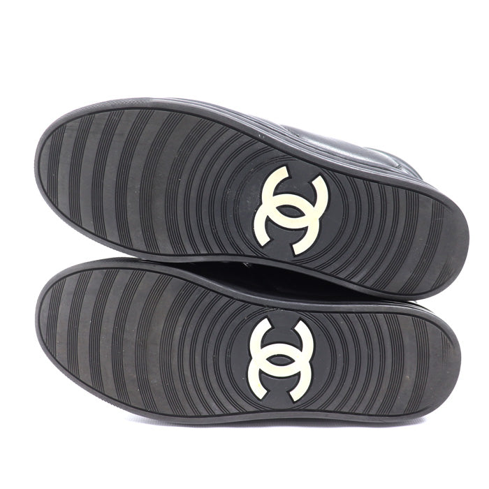 CHANEL シャネル レザー チェーン ハイカット スニーカー ブラック G31316 
33 レディース【中古】