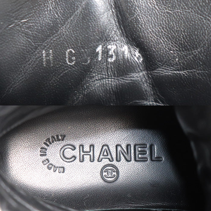 CHANEL シャネル レザー チェーン ハイカット スニーカー ブラック G31316 
33 レディース【中古】