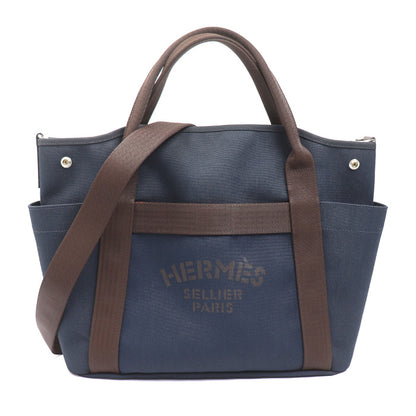 HERMES エルメス サック ド パンサージュ グルーム 2Wayショルダーバッグ ネイビー/フー U刻印 レディース【中古】【極美品】