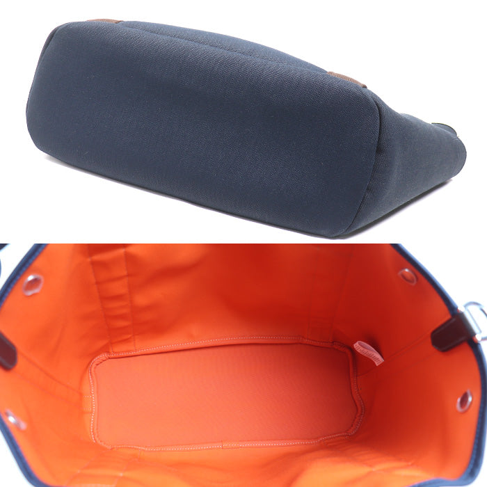 HERMES エルメス サック ド パンサージュ グルーム 2Wayショルダーバッグ ネイビー/フー U刻印 レディース【中古】【極美品】