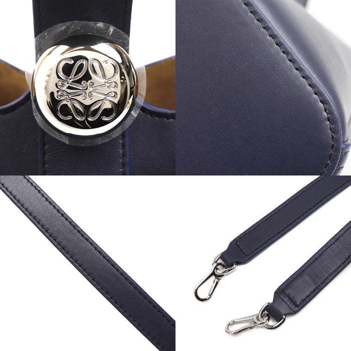 LOEWE ロエベ ぺブル バケットバッグ ミニ 2Wayショルダーバッグ ネイビー AANBBBMX01 レディース【中古】【極美品】