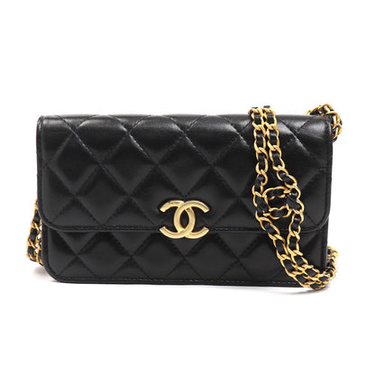 CHANEL シャネル マトラッセ フラップ フォンホルダー ショルダーバッグ ブラック AP3106 レディース【中古】【極美品】