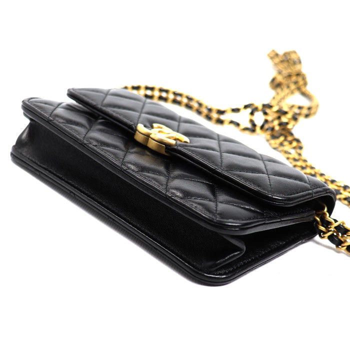 CHANEL シャネル マトラッセ フラップ フォンホルダー ショルダーバッグ ブラック AP3106 レディース【中古】【極美品】