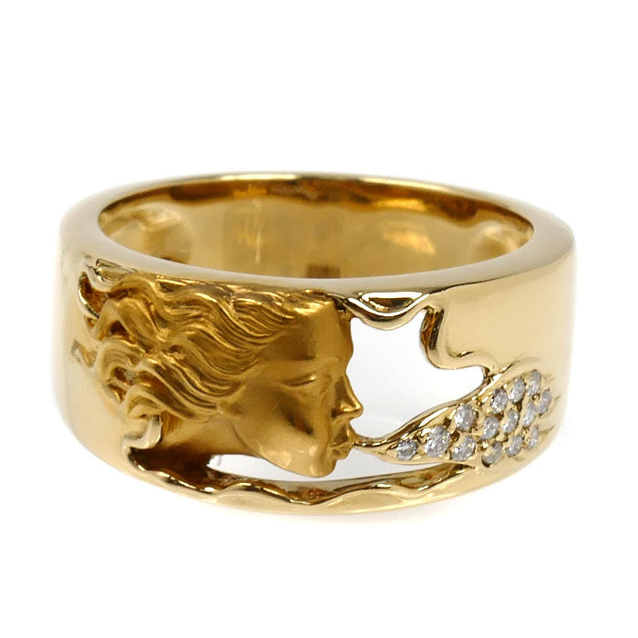 Carrera y Carrera カレライカレラ K18YG イエローゴールド 女神の息吹 ダイヤ リング・指輪 ダイヤモンド 13号 8.0g レディース【中古】【美品】