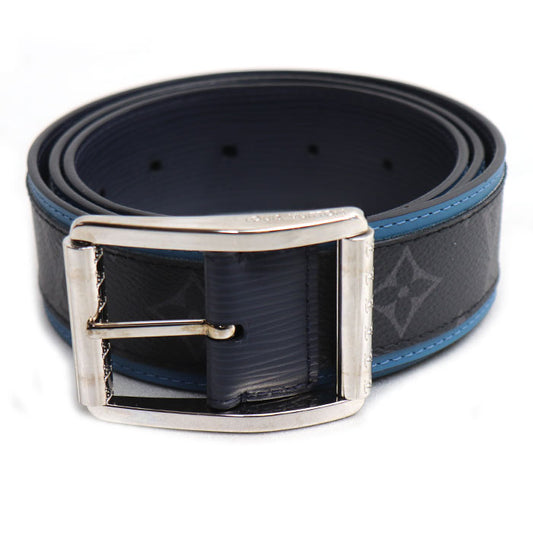LOUIS VUITTON ルイ・ヴィトン サンチュール リヴェルソ ベルト モノグラム エクリプス グレー ブルー MP019 BC2167 メンズ【中古】