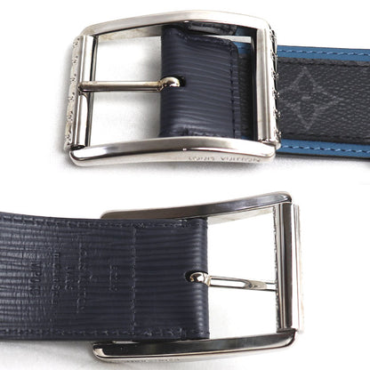 LOUIS VUITTON ルイ・ヴィトン サンチュール リヴェルソ ベルト モノグラム エクリプス グレー ブルー MP019 BC2167 メンズ【中古】