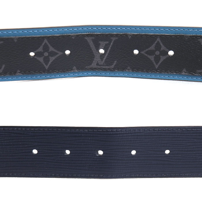 LOUIS VUITTON ルイ・ヴィトン サンチュール リヴェルソ ベルト モノグラム エクリプス グレー ブルー MP019 BC2167 メンズ【中古】