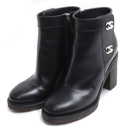 CHANEL シャネル ココマーク ターンロック ショートブーツ ブーツ ブラック G31285 
36C サイドジップ レディース【中古】【美品】