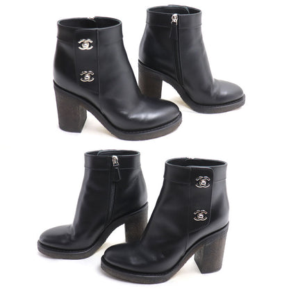 CHANEL シャネル ココマーク ターンロック ショートブーツ ブーツ ブラック G31285 
36C サイドジップ レディース【中古】【美品】