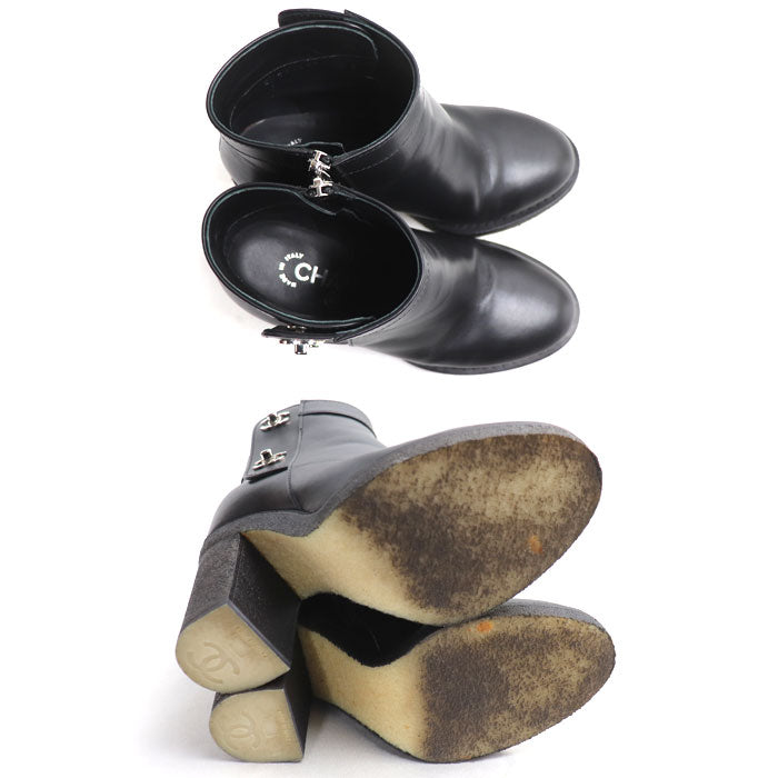 CHANEL シャネル ココマーク ターンロック ショートブーツ ブーツ ブラック G31285 
36C サイドジップ レディース【中古】【美品】