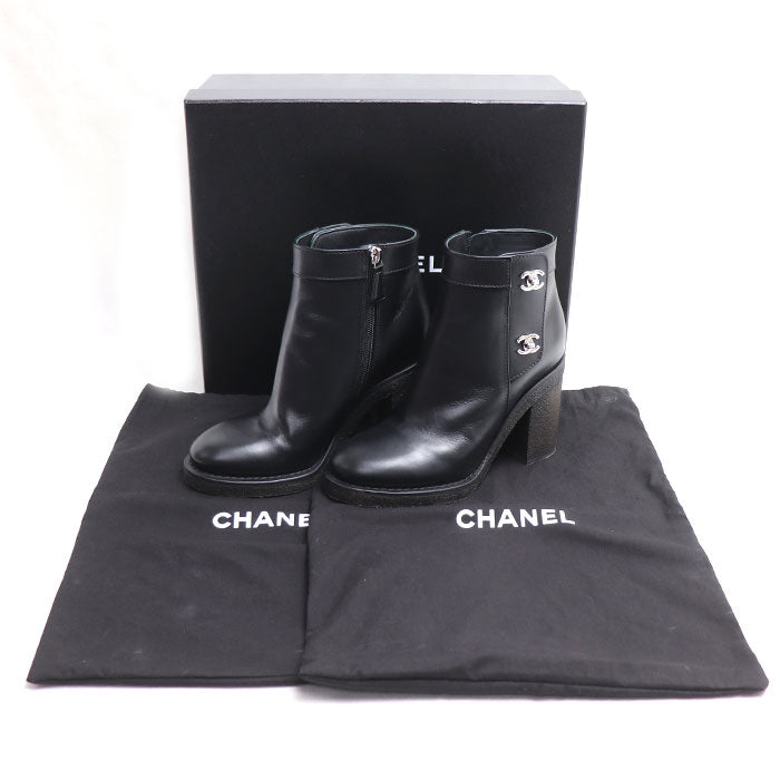 CHANEL シャネル ココマーク ターンロック ショートブーツ ブーツ ブラック G31285 
36C サイドジップ レディース【中古】【美品】