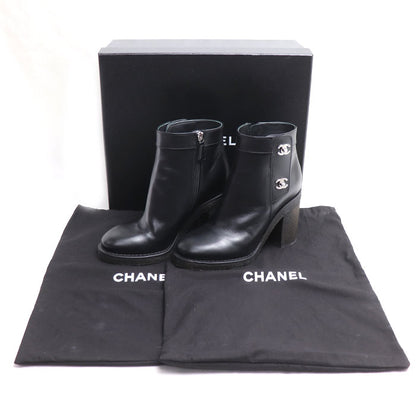 CHANEL シャネル ココマーク ターンロック ショートブーツ ブーツ ブラック G31285 
36C サイドジップ レディース【中古】【美品】