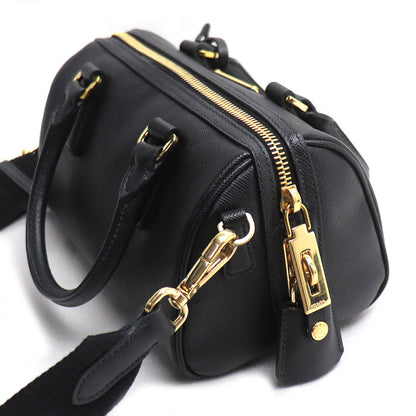 PRADA プラダ サフィアーノ ラクス 2Wayショルダーバッグ ブラック 1BB846 IC レディース【中古】