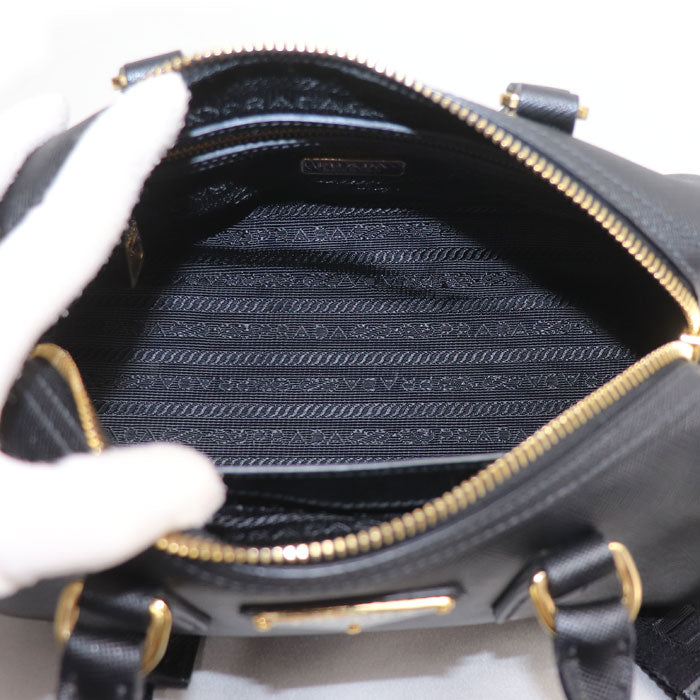 PRADA プラダ サフィアーノ ラクス 2Wayショルダーバッグ ブラック 1BB846 IC レディース【中古】
