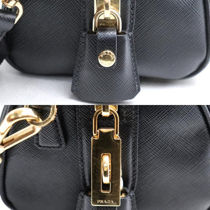 PRADA プラダ サフィアーノ ラクス 2Wayショルダーバッグ ブラック 1BB846 IC レディース【中古】