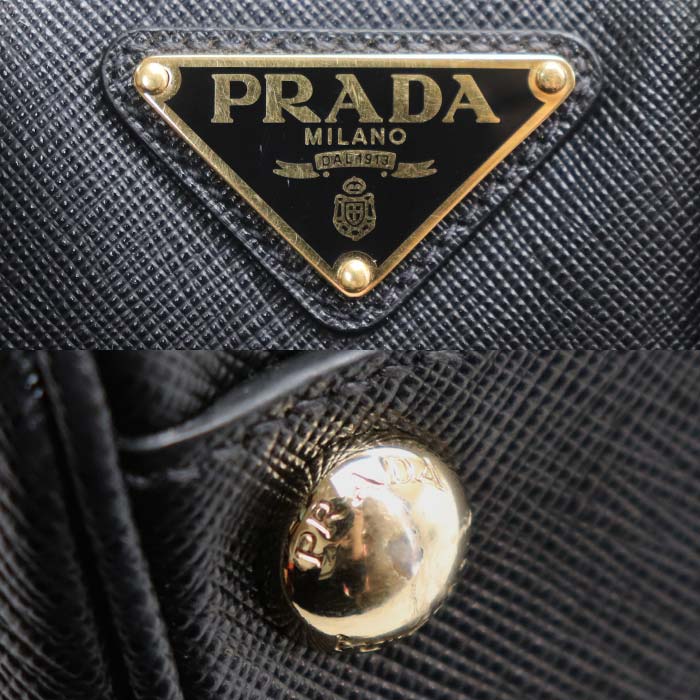 PRADA プラダ サフィアーノ ラクス 2Wayショルダーバッグ ブラック 1BB846 IC レディース【中古】