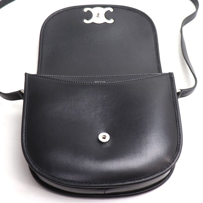 CELINE セリーヌ ミディアム ブザス トリオンフ ショルダーバッグ ブラック 114453FH1.38SI レディース【中古】【美品】