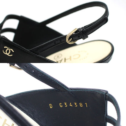 CHANEL シャネル ココマーク フェイクパール サンダル ブラック G34381 
37 1/2 レディース【中古】