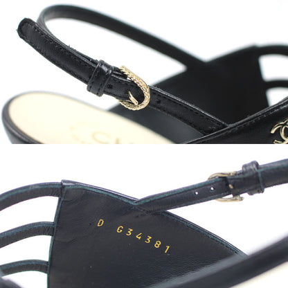 CHANEL シャネル ココマーク フェイクパール サンダル ブラック G34381 
37 1/2 レディース【中古】