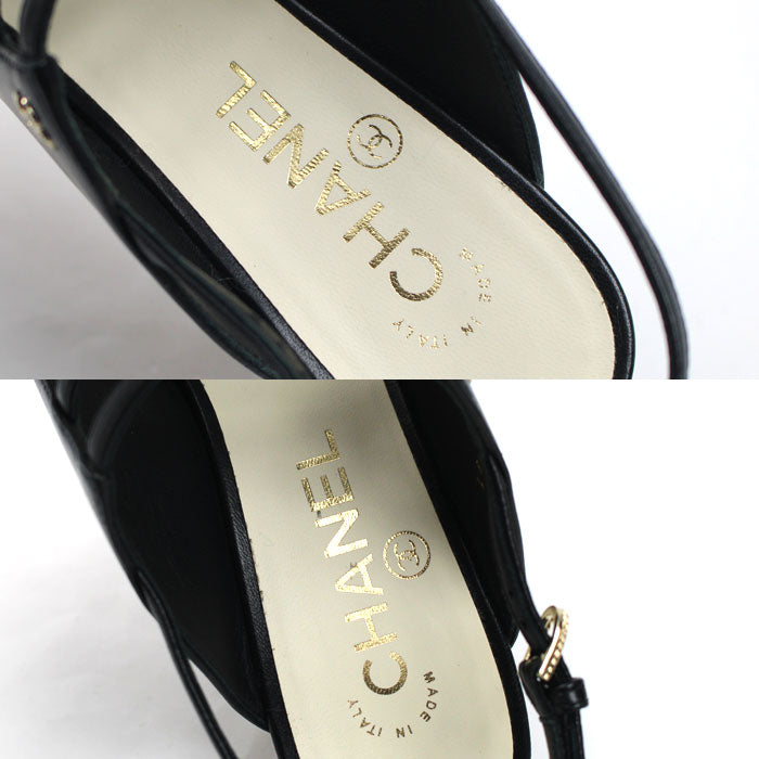 CHANEL シャネル ココマーク フェイクパール サンダル ブラック G34381 
37 1/2 レディース【中古】