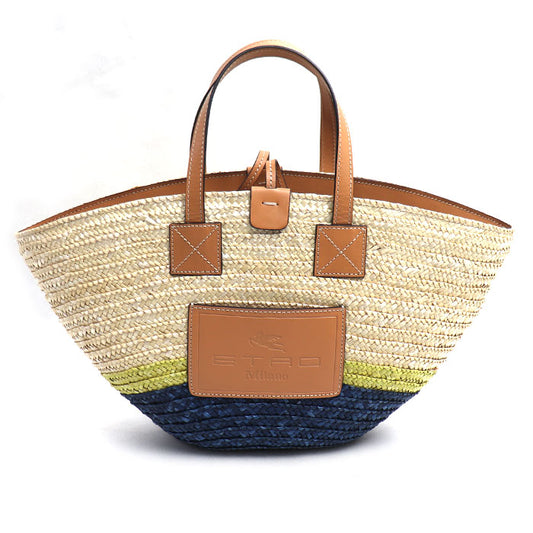 ETRO エトロ ラフィア バイカラー ハンドバッグ 1N420-9018 レディース【中古】【美品】