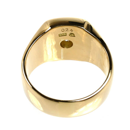 K18YG イエローゴールド 印台 リング・指輪 ダイヤモンド0.24ct 21号 17.9g メンズ【中古】【美品】