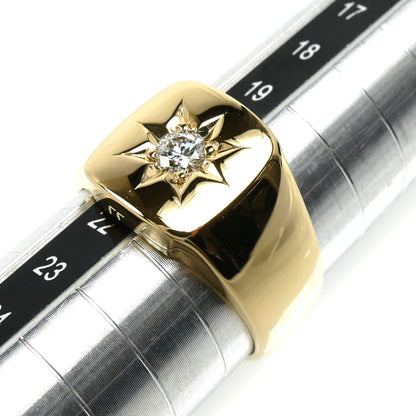 K18YG イエローゴールド 印台 リング・指輪 ダイヤモンド0.24ct 21号 17.9g メンズ【中古】【美品】