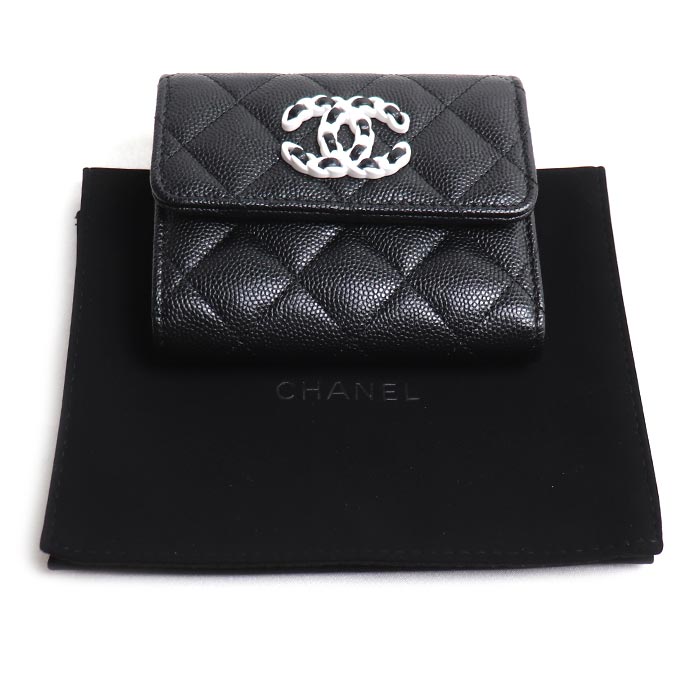 CHANEL シャネル 19 スモールフラップ ウォレット 三つ折り財布 AP3711 レディース【中古】【美品】