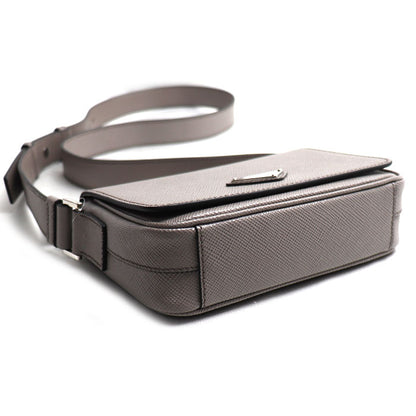 PRADA プラダ サフィアーノ トライアングルロゴ ショルダーバッグ グレー 2VD065 2FAD F0572 ICチップ レディース【中古】【美品】