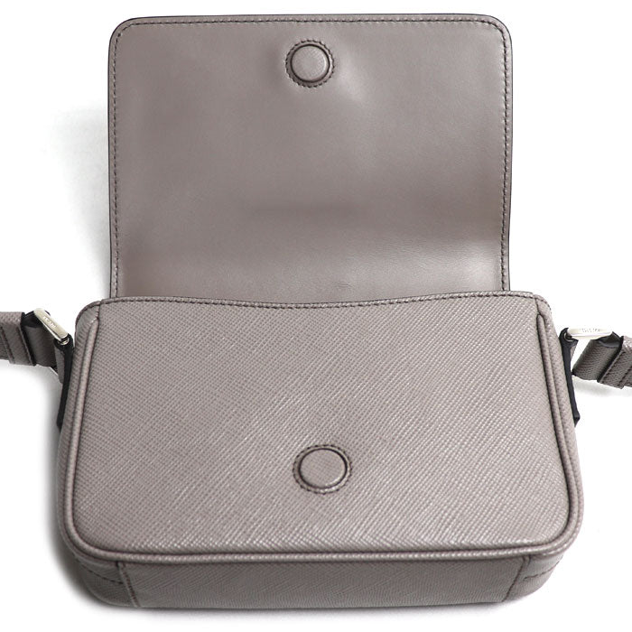 PRADA プラダ サフィアーノ トライアングルロゴ ショルダーバッグ グレー 2VD065 2FAD F0572 ICチップ レディース【中古】【美品】