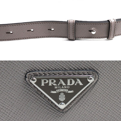 PRADA プラダ サフィアーノ トライアングルロゴ ショルダーバッグ グレー 2VD065 2FAD F0572 ICチップ レディース【中古】【美品】