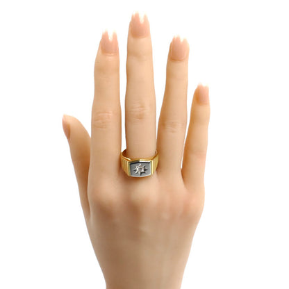 K18YG イエローゴールド Pt900プラチナ リング・指輪 ダイヤモンド0.15ct 20号 10.4g メンズ【中古】【美品】