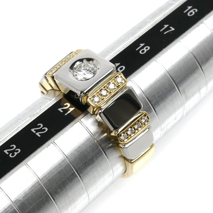 K18YG イエローゴールド Pt900プラチナ リング・指輪 ダイヤモンド0.242ct/0.14ct 20号 10.3g メンズ【中古】【美品】