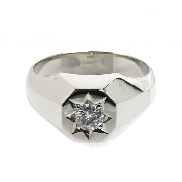Pt900プラチナ リング・指輪 ダイヤモンド0.34ct 20号 19.4g メンズ【中古】【美品】