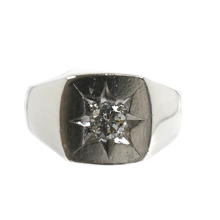 Pt900プラチナ 印台 リング・指輪 ダイヤモンド0.33ct 20号 18.2g メンズ【中古】