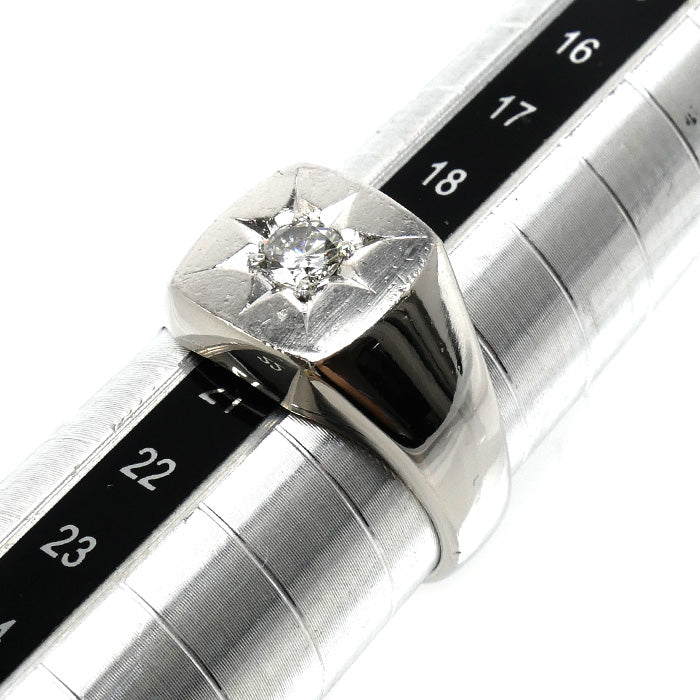Pt900プラチナ 印台 リング・指輪 ダイヤモンド0.33ct 20号 18.2g メンズ【中古】