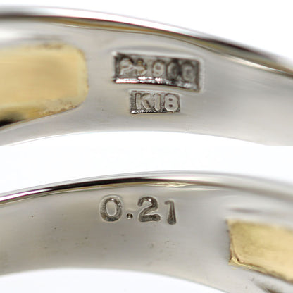 Pt900プラチナ K18YG イエローゴールド リング・指輪 ダイヤモンド0.21ct 20号 10.7g メンズ【中古】【美品】
