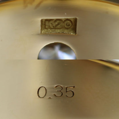 K20YG イエローゴールド リング・指輪 ダイヤモンド0.35ct 21号 18.9g メンズ【中古】