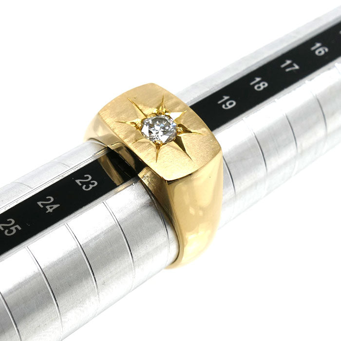 K20YG イエローゴールド リング・指輪 ダイヤモンド0.35ct 21号 18.9g メンズ【中古】