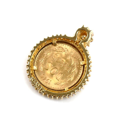 K21.6/K18 メキシコ金貨 2ペソ ペンダントトップ ダイヤモンド0.37ct 4.3g 1945 ユニセックス【中古】