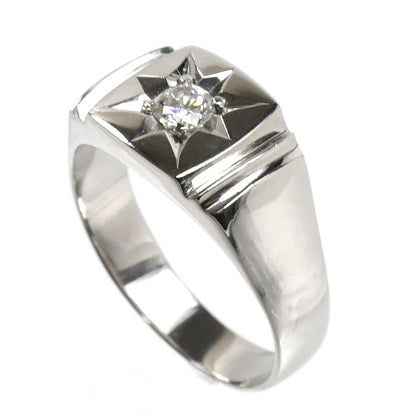 Pt850プラチナ 印台 リング・指輪 ダイヤモンド0.26ct 20号 12.2g メンズ【中古】【美品】
